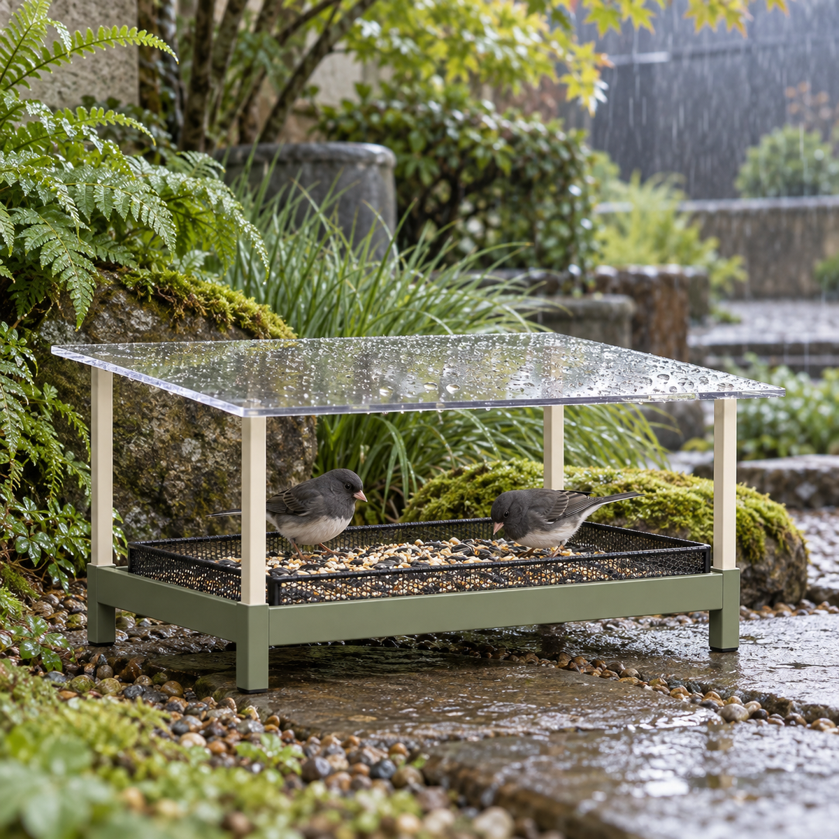 Covered Ground Platform Bird Feeder