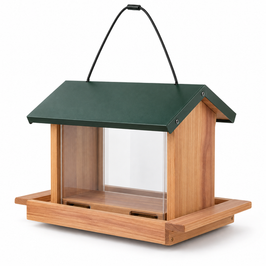 Wooden Cottage Hopper Bird Feeder
