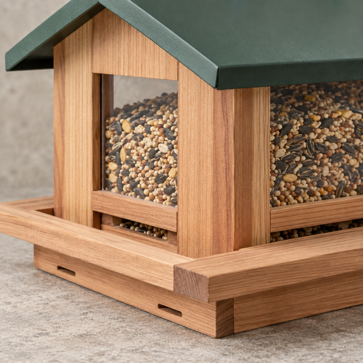 Wooden Cottage Hopper Bird Feeder