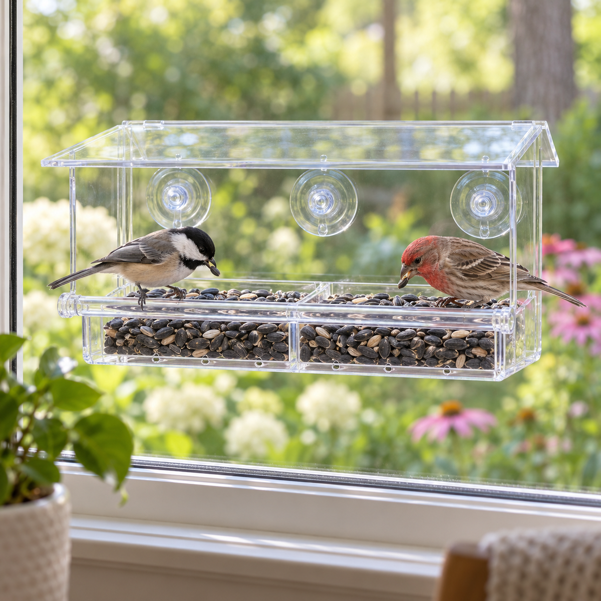 Crystal-Clear Window Bird Feeder