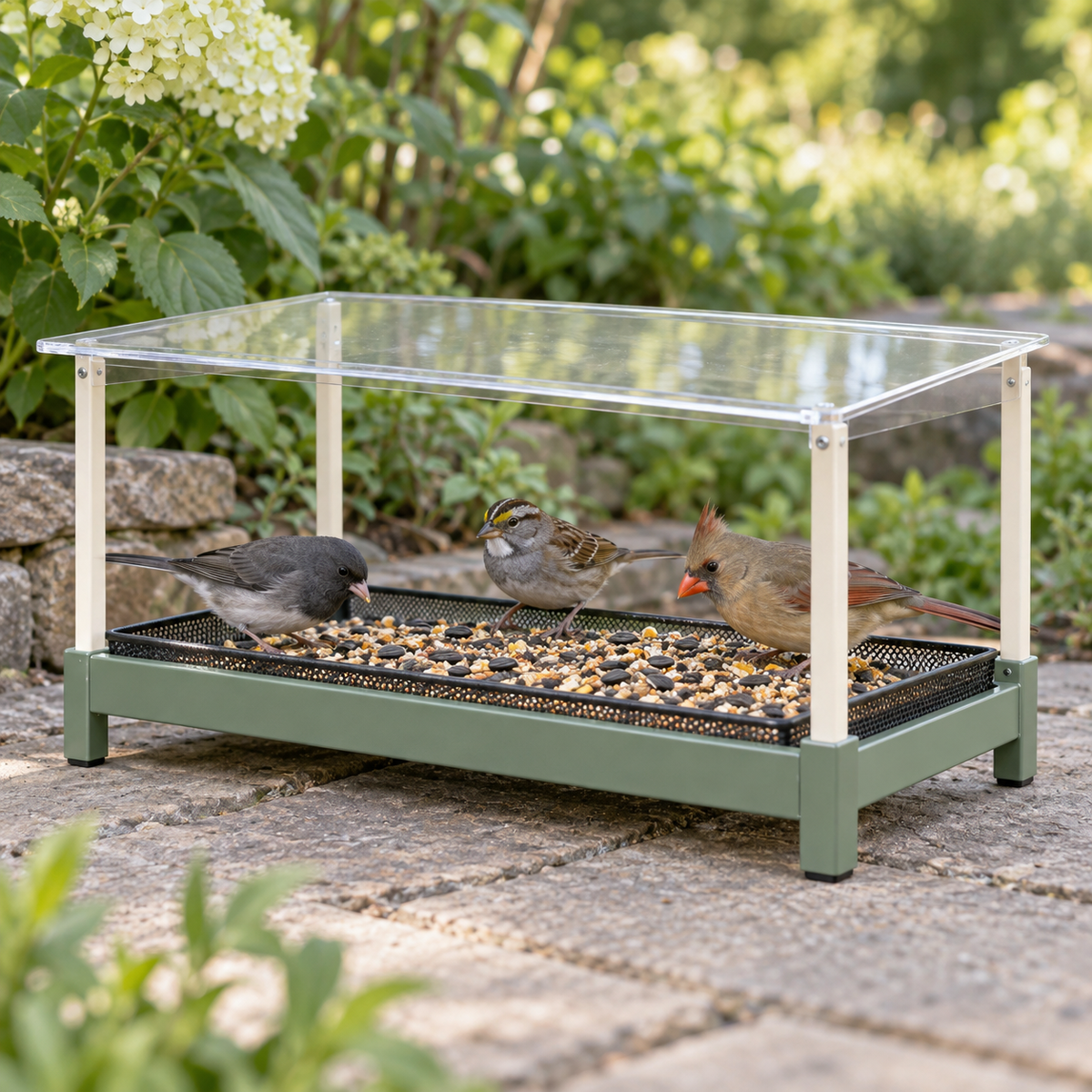 Covered Ground Platform Bird Feeder