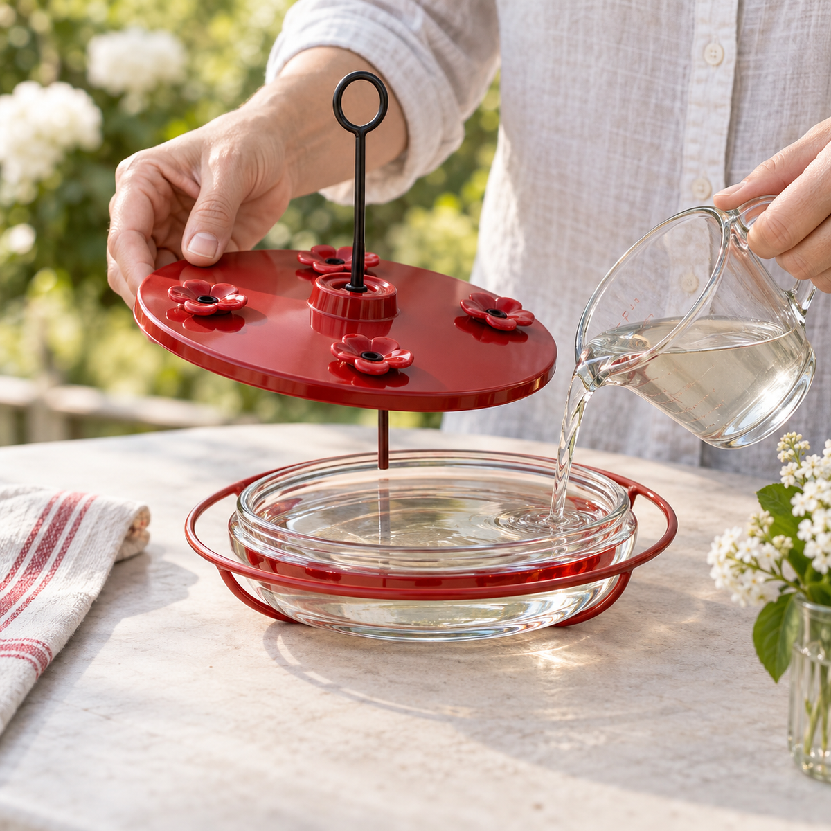 Six-Port Glass Hummingbird Feeder