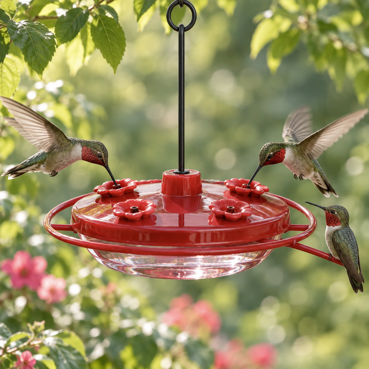 Six-Port Glass Hummingbird Feeder