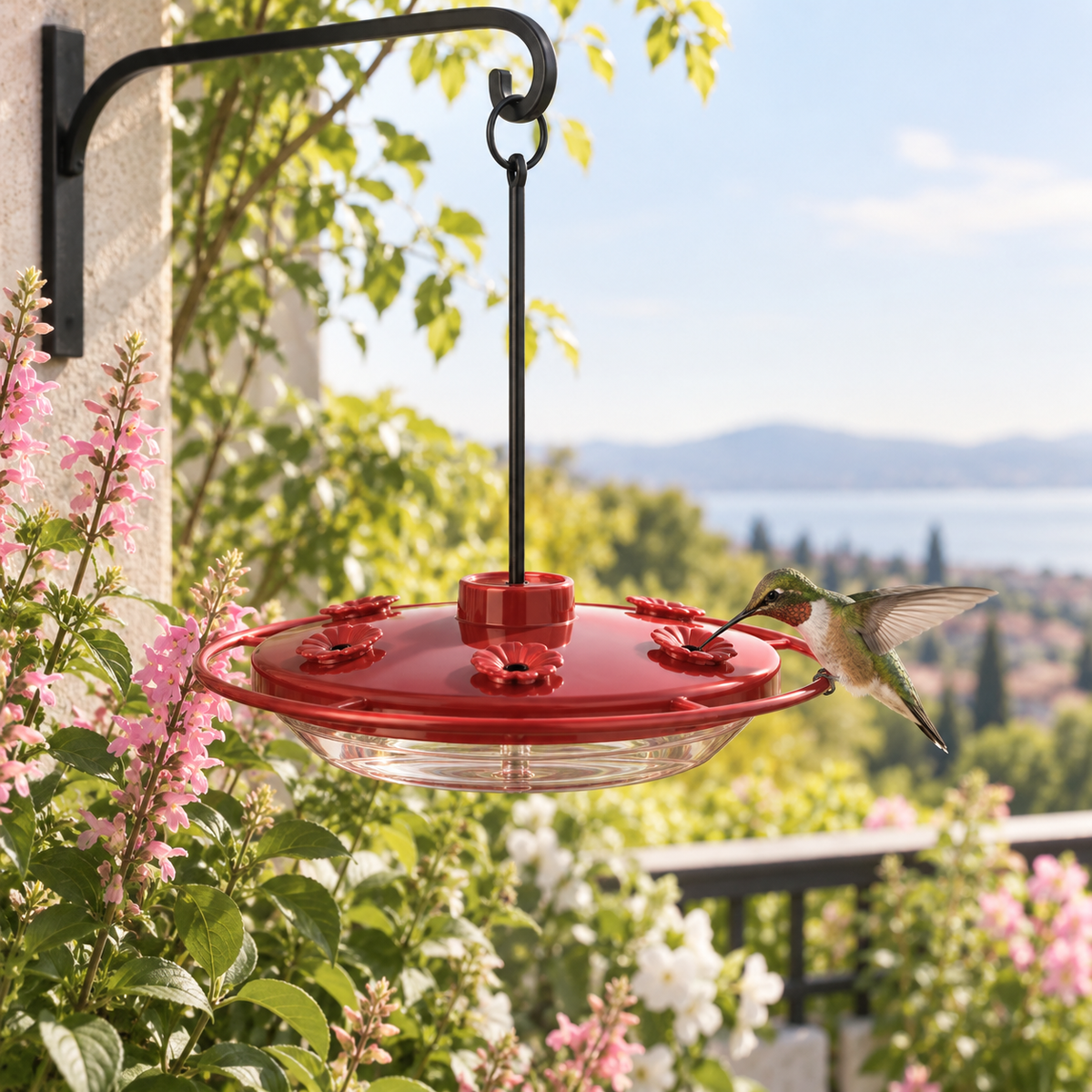 Six-Port Glass Hummingbird Feeder