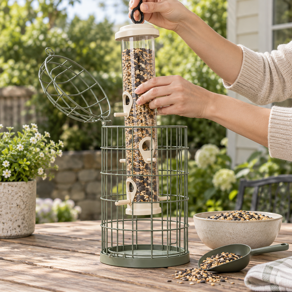 Caged Songbird Tube Feeder