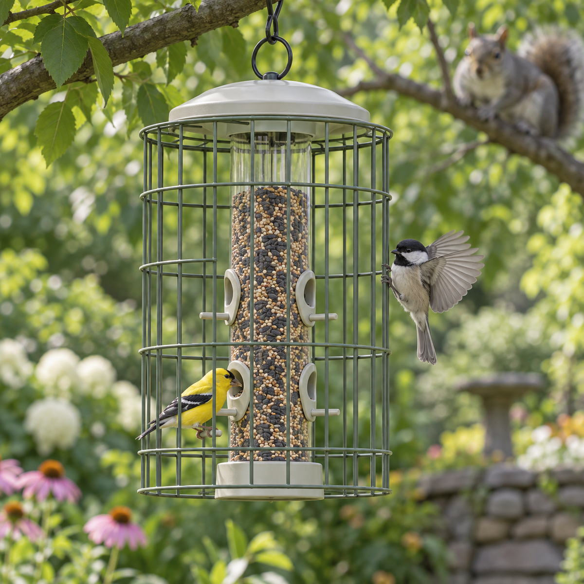 Caged Songbird Tube Feeder